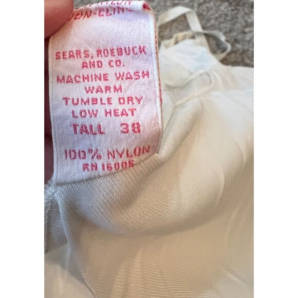 Vintage Sears White The Doesn't Slip Full Slip Lace Tall 38 - Picture 4 of 6